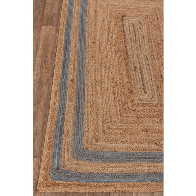 4'x6' Grey Border Rectangle Jute Handmade Rug For Sale - Image 6 of 9
