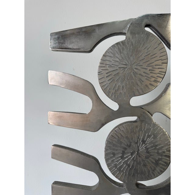 1980’s Vintage Brutalist Abstract Stainless Steel Sculpture on Black Marble Base For Sale In Miami - Image 6 of 12