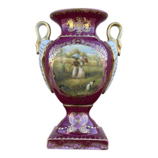 Royal Vienna Hand Painted Decorative Porcelain Vase, Austria For Sale