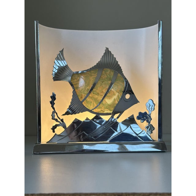 Vintage Fish Lamp in Chrome-Plated Brass, 1950s For Sale - Image 5 of 18