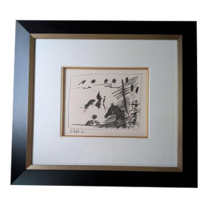 Pablo Picasso Framed Litograph " a Los Toros , Jeu De La Cape 1961"