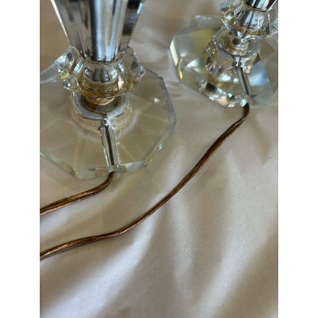 1930s Crystal Mantle or Boudoir Lamps - a Pair For Sale - Image 4 of 12