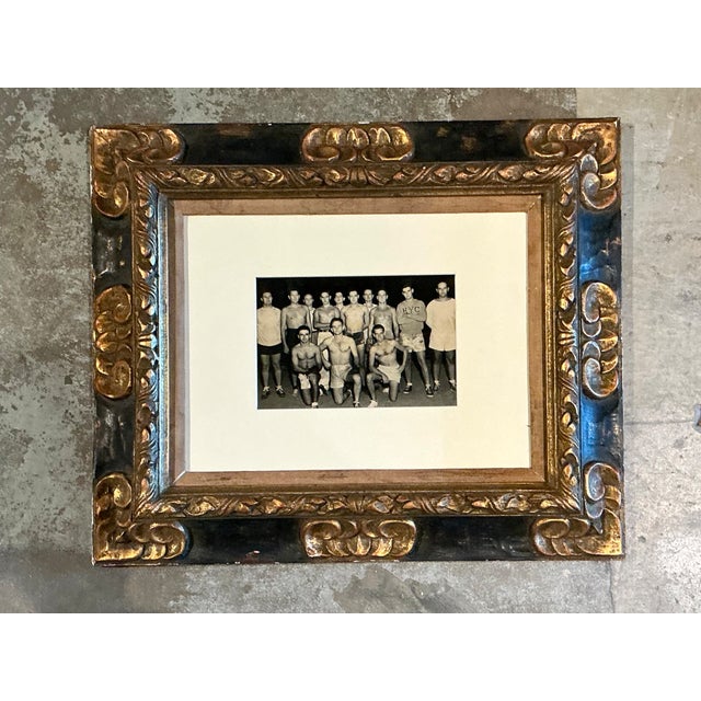 Vintage Ornate Wood Frame With Harvard Yacht Club Team Photo For Sale - Image 4 of 12