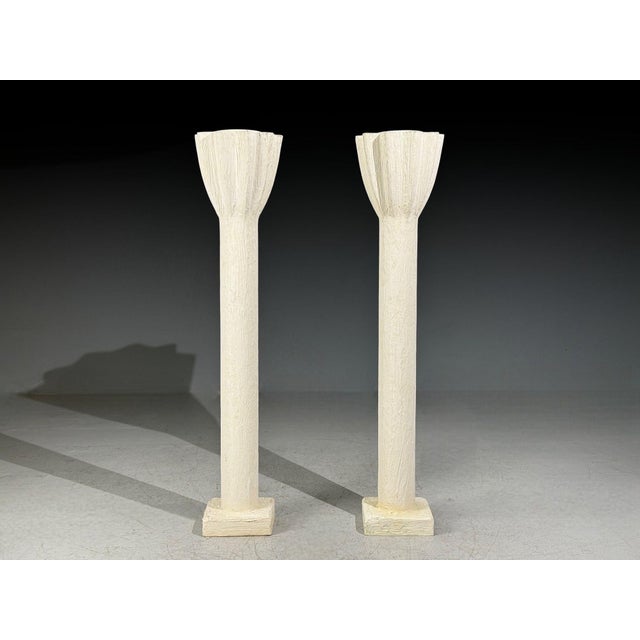 Mid-Century Modern Jean-Michel Frank Style, Monumental Torchiere Lamps, Plaster, 20th C. For Sale - Image 3 of 11
