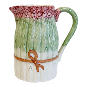 Vintage Ceramic Majolica Style Asparagus Motif Pitcher