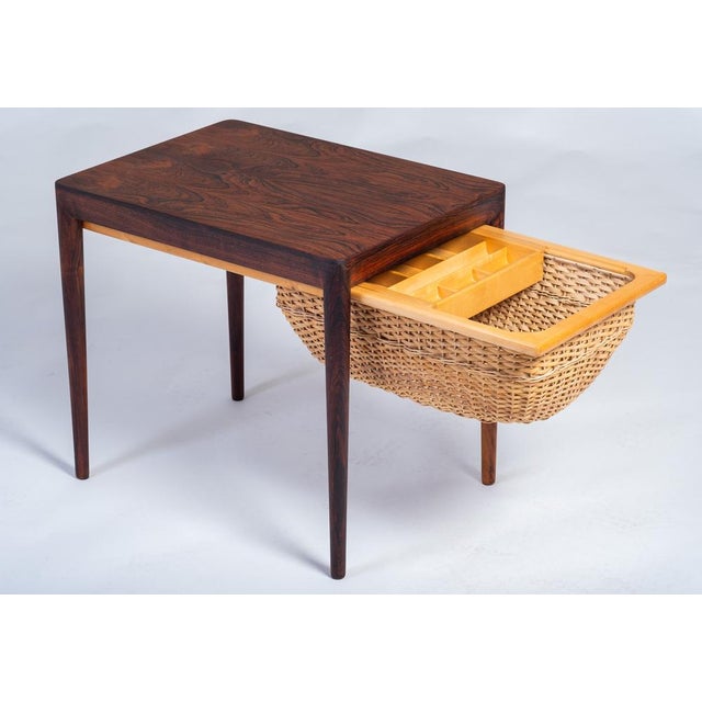 Severin Hansen Rosewood Sewing Table by Severin Hansen for Haslev Møbelsnedkeri, Denmark, 1960s For Sale - Image 4 of 10