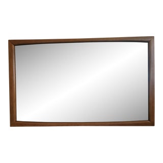 Mid-Century Modern Kent Coffey Sculpted Walnut Long Dresser & Wall Mirror For Sale