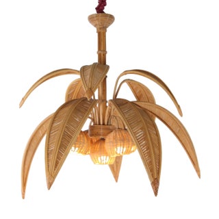 Rattan Palm Tree Pendant For Sale