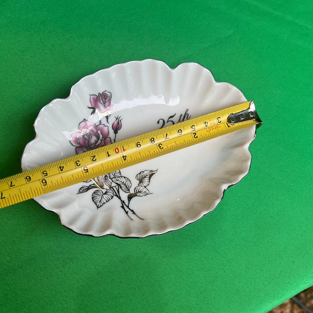 1970s Petite Ceramic 25th Wedding Anniversary Dish For Sale - Image 5 of 7
