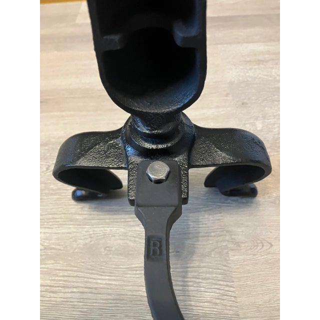 Metal Pair of Vintage Cast Iron Andirons With Brass Colored Balls For Sale - Image 7 of 8