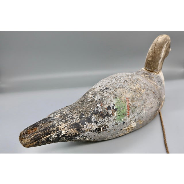 Charcoal Vintage Folk Art Wooden Working Duck Decoys With Anchor Weights - Pair For Sale - Image 8 of 17