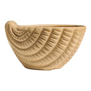 Large Palm Beach Regency Glazed Yellow Ceramic Nautilus Seashell Planter For Sale
