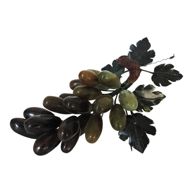 Ornamental Italian Polished Onyx Stone Grapes on the Vine With Leaves For Sale