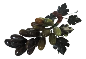 Ornamental Italian Polished Onyx Stone Grapes on the Vine With Leaves