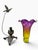 Vintage Hummingbird Flower Art Glass Table Lamp | Purple & Amber | Made in India For Sale - Image 4 of 7