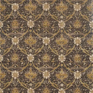 Morris & Co Montreal Fabric in Charcoal/Mustard