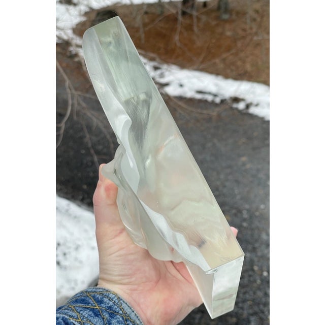Mid 20th Century Deco - Mid Century Vintage Frosted Art Glass Madonna Statuette Crystal Plaque For Sale - Image 5 of 17