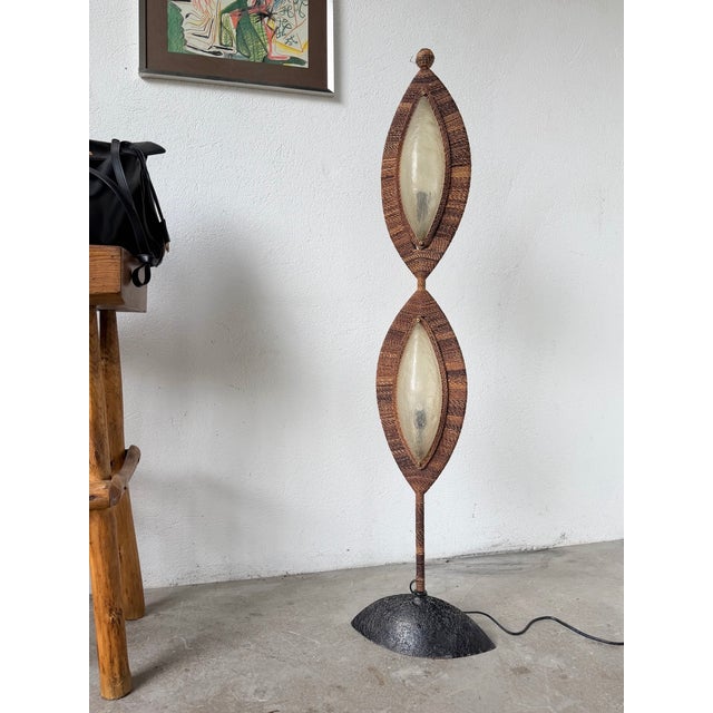 Vintage Bronze and Rope Floor Lamp, 1970 For Sale - Image 6 of 18