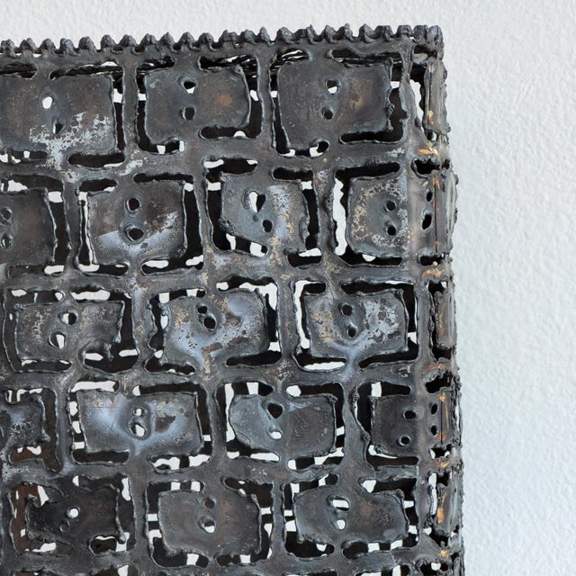 Late 20th Century Brutalist Torch Cut Metal Luminary For Sale - Image 10 of 12