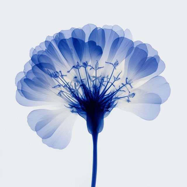 18' X 18' Abstract Blue Botanical Photograph / Organic Modern For Sale
