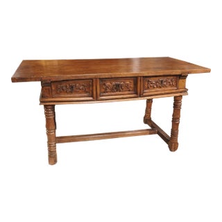 17th Century Spanish Walnut Wood Table With Single Plank Top For Sale