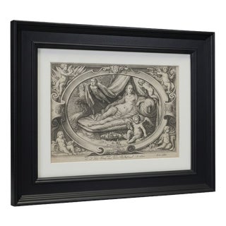 Jan Pietersz Saenredam, Nude Venus & Cupid, 17th Century, Engraving, Framed For Sale