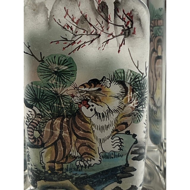 Glass Inside Painting Snuff Bottle With Tigers For Sale - Image 7 of 9