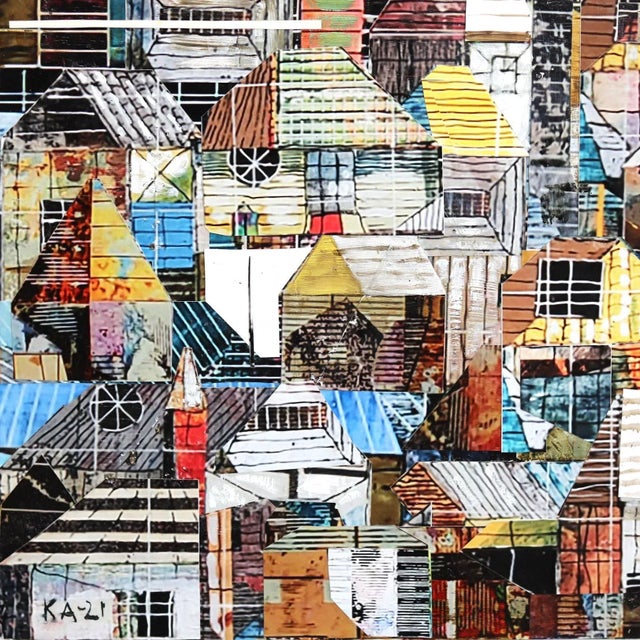Sublime 2154 - Layered Contemporary Landscape Abstract Cityscape Mixed-Media Painting by TaeHo Kang For Sale - Image 4 of 10