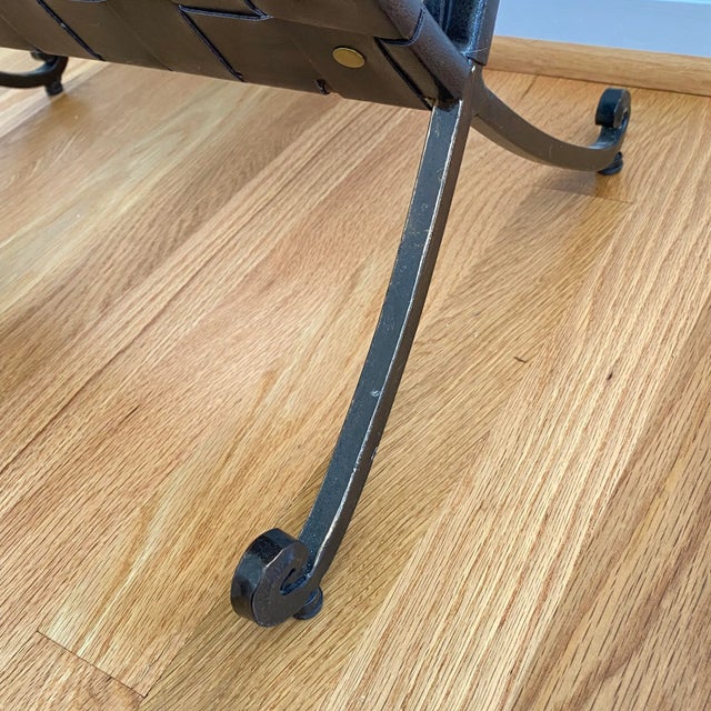 Black Contemporary Metal & Leather Magazine Rack Side Table For Sale - Image 8 of 11