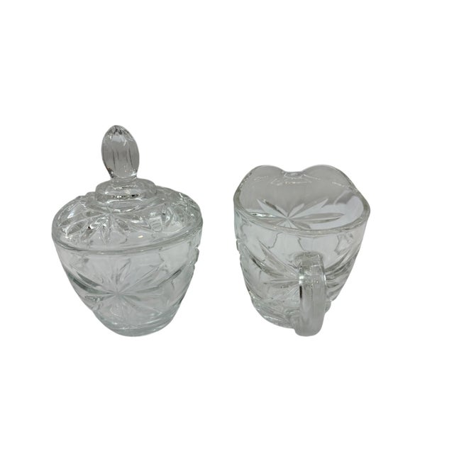 Mid 20th Century Mid 20th Century Anchor Hocking Prescut Creamer & Sugar Set For Sale - Image 5 of 11