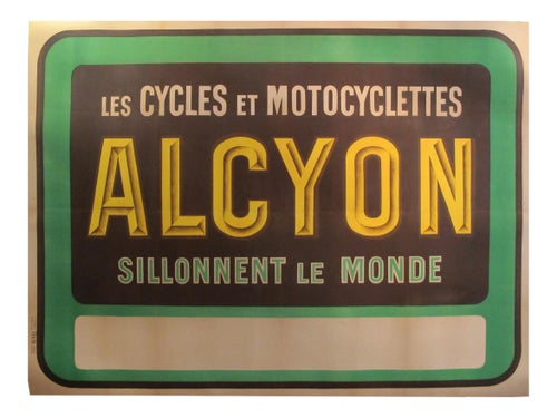 1910's Original French Art Nouveau Poster - Alcyon - Les Cycles Et Motos - Sillonnent Le Monde (Green)