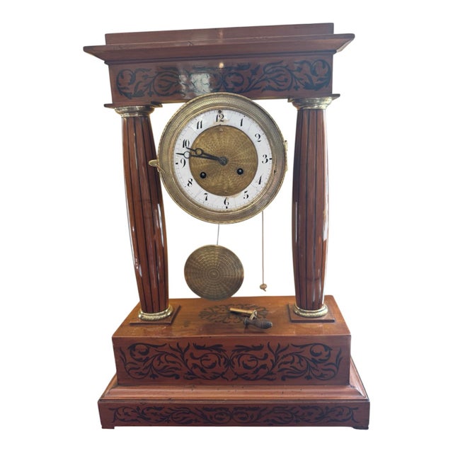Biedermeier Portico Chest of Drawers Clock For Sale - Image 11 of 11
