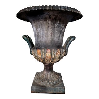 Cast Iron Garden Urn, Signed Boston For Sale