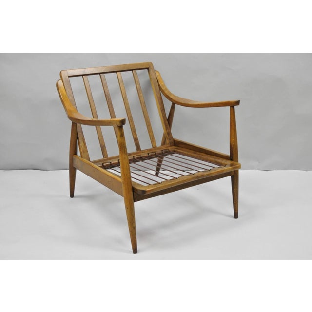 Vintage Mid Century Modern Danish Style Sculptural Walnut Lounge Arm Chair For Sale - Image 14 of 17