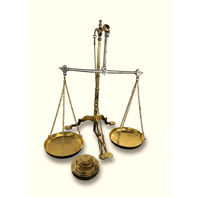Antique English Doyle & Son Brass Merchant Balance Scale With Avery Weights For Sale - Image 9 of 16