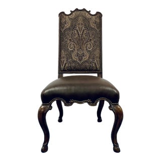 Maitland-Smith Traditional Paisley Dark Wellington Cottage Dining Side Chair For Sale