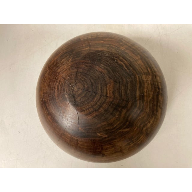 Wood Mid Century Figured Walnut Bowl For Sale - Image 7 of 10