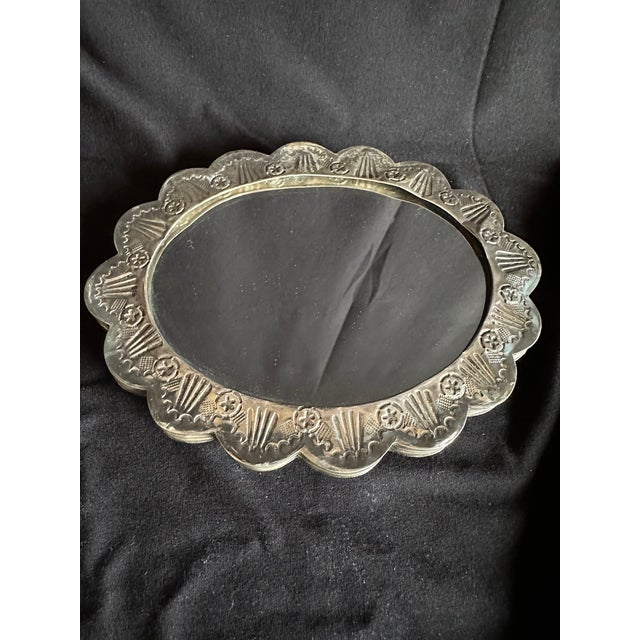 19th C Ottoman Silver Oval Wedding Mirror Decor For Sale - Image 13 of 18