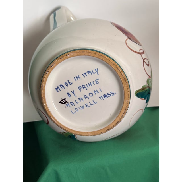1940's Italian Vintage Hand Painted "Made in Italy Prince Macaroni Spaghetti" Lowell Mass Pitcher For Sale In Washington DC - Image 6 of 16