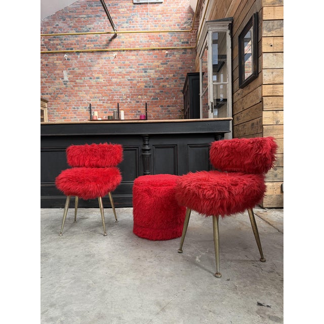Pairs of “moumoute” chairs by pelfran (made in france in the 1970s). The faux fur cover is fully removable and washable....