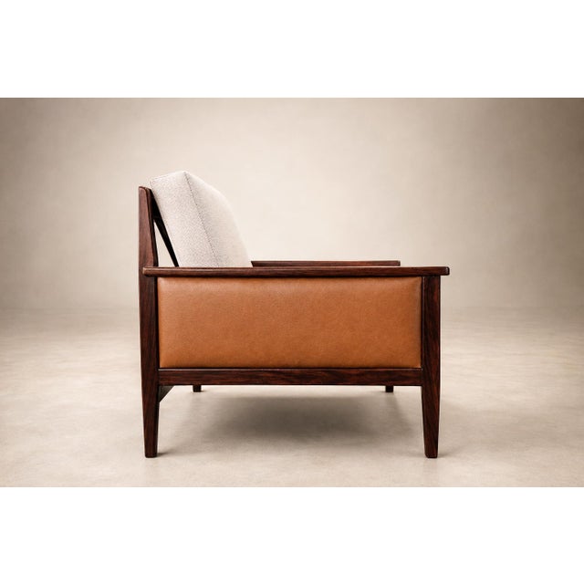 Brazilian Modern Armchair in Rosewood, Leather & Linen, Fatima, 1960s For Sale - Image 13 of 18