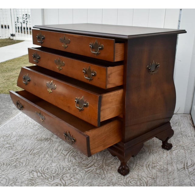 Brown Vintage Mahogany Four Drawer Bombe' Commode/Chest W/Ball & Claw Foot For Sale - Image 8 of 12