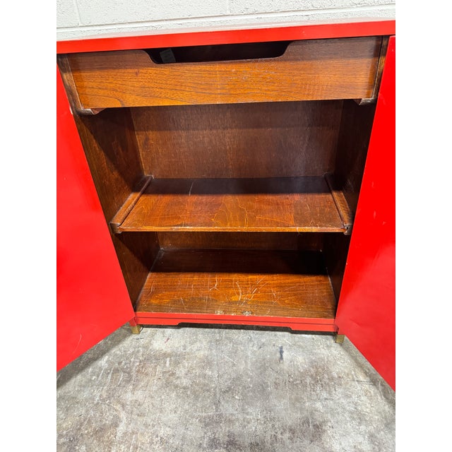 Red Vintage Chinese Red Chinoiserie Cabinet For Sale - Image 8 of 12
