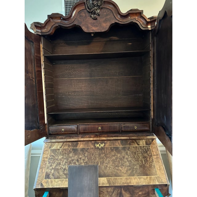 Wood Baroque Style Drop Front Secretary Desk , Tv Cabinet , Hidden Cocktail Bar, Dressing Table or Vanity , Entry Way Statement Piece, Caligraphy Station. For Sale - Image 7 of 9