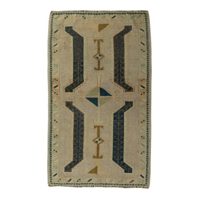 Turkish Mini Rug Oriental Hand Knotted Vintage Rug 1'11" x 3'2" #21211 For Sale