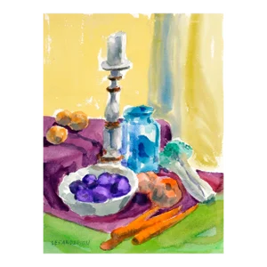 Vintage Harvest and Candle Still Life by Les Anderson