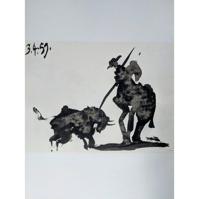 Modern Pablo Picasso, Corrida Scene: Matador & Bull, Double-Sided Original Lithograph, 1961 For Sale - Image 3 of 3