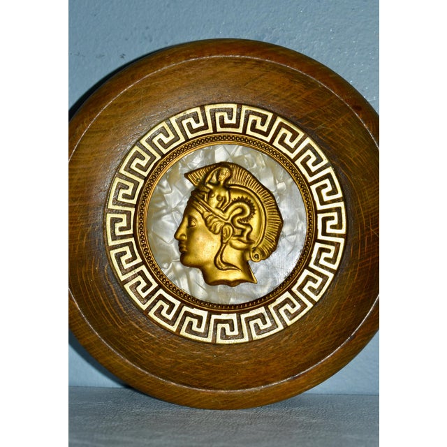 Wood Vintage Small Grecian Wooden & Inlaid Wall Hanging For Sale - Image 7 of 13