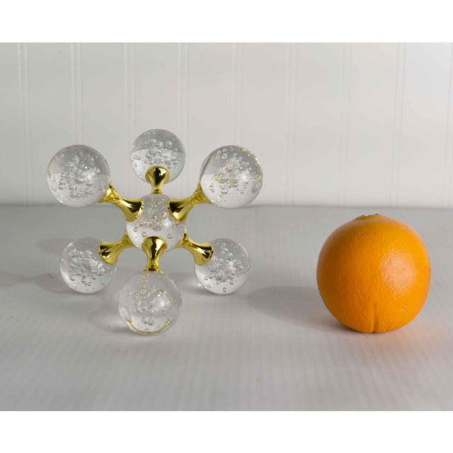 Modern Molecular Cluster Crystal Ball Decorative Orb With Gold Accents For Sale - Image 9 of 11