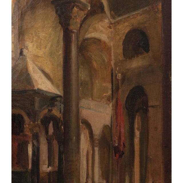 Italian Church Interior Oil on Canvas, 19th Century For Sale - Image 4 of 6